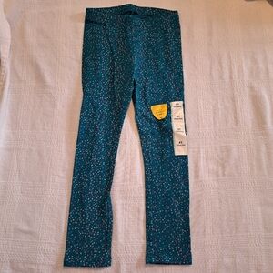 Cat and Jack girls size 4T teal durable knee leggings, multi color flecks, New